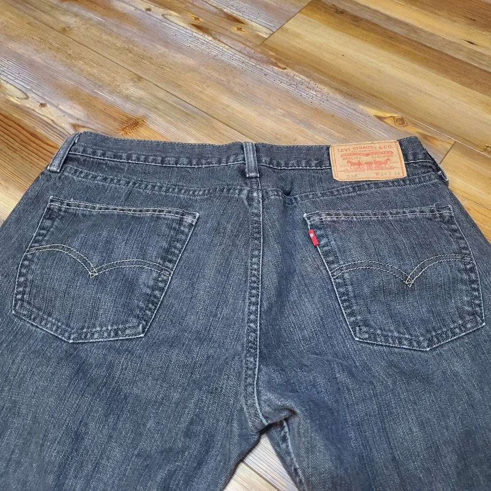 Levis 514 Classic Straight Fit Jeans Mens 34x34 Faded Black Denim Cotton